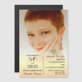 50と素晴らしい、エレガント金ゴールド50th誕生日写真 マグネット招待状 (正面/裏面)