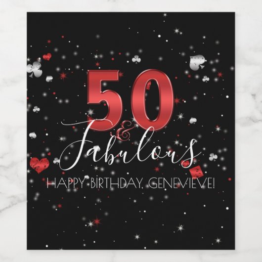 50と素晴らしい |カジノベガス誕生日 ワインラベル (シングルラベル)