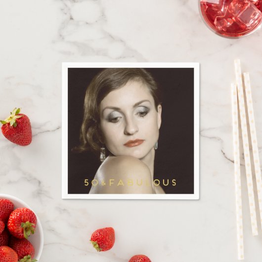 50と素晴らしい | カスタムフォト用紙ナプキン スタンダードカクテルナプキン (インサイチュ)