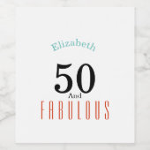 50と素晴らしい、サンゴ、青と、黒の地形 ワインラベル (シングルラベル)