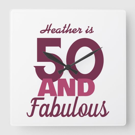 50と素晴らしい スクエア壁時計 (正面)