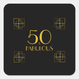 50と素晴らしい |タイポグラフィ50誕生日 スクエアシール