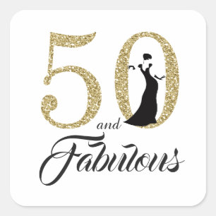 50と素晴らしい タイポグラフィ50誕生日 スクエアシール