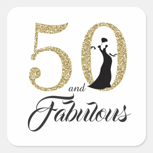 50と素晴らしい |タイポグラフィ50誕生日 スクエアシール (正面)