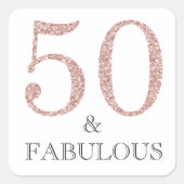 50と素晴らしい |タイポグラフィ50誕生日 スクエアシール (正面)