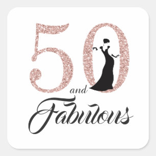 50と素晴らしい タイポグラフィ50誕生日 スクエアシール
