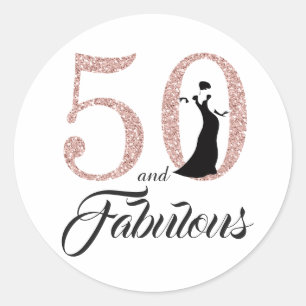 50と素晴らしい タイポグラフィ50誕生日 ラウンドシール