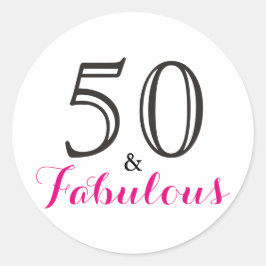 50と素晴らしい |タイポグラフィ50誕生日 ラウンドシール