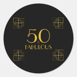 50と素晴らしい |タイポグラフィ50誕生日 ラウンドシール