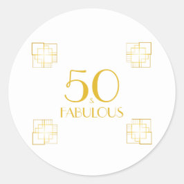 50と素晴らしい |タイポグラフィ50誕生日 ラウンドシール