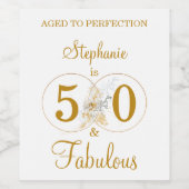 50と素晴らしい |タイポグラフィ50誕生日 ワインラベル (シングルラベル)