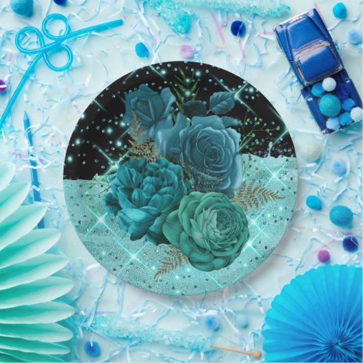 50と素晴らしい|ティール(緑がかった色)50番目の誕生日デザイン| ペーパープレート (パーティー)