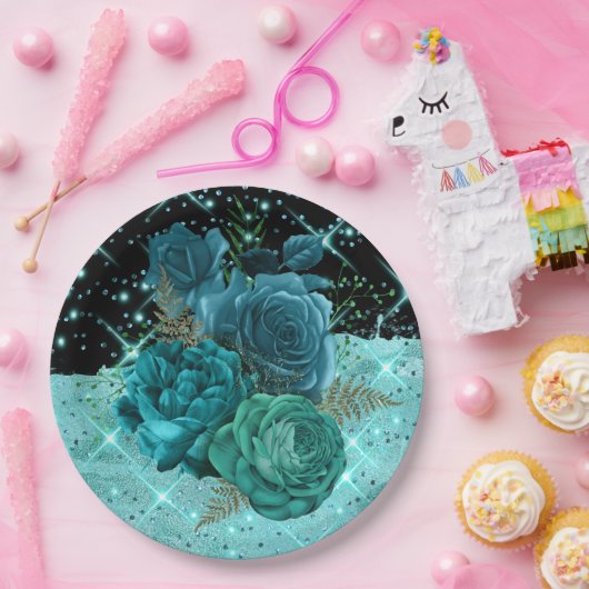 50と素晴らしい|ティール（緑がかった色）50番目の誕生日デザイン| ペーパープレート (パーティー)