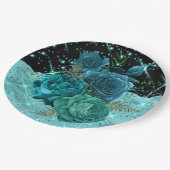 50と素晴らしい|ティール(緑がかった色)50番目の誕生日デザイン| ペーパープレート (アングル)