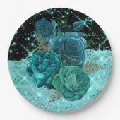 50と素晴らしい|ティール（緑がかった色）50番目の誕生日デザイン| ペーパープレート (正面)