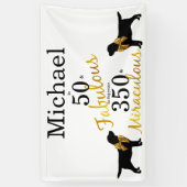 50と素晴らしい – ドッグイヤーズ – 金ゴールドブラックラブラドール 横断幕 (縦)