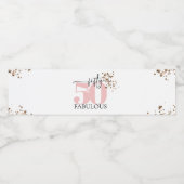 「50と素晴らしい」ピンクとグリッターのラミニマルベル ペットボトルラベル (シングルラベル)