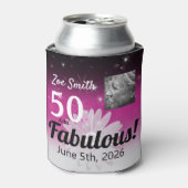 50と素晴らしい、ピンクの白黒、デイジー 缶クーラー (缶正面)