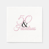 50と素晴らしい |ピンクの誕生日パーティーペーパーナプキン スタンダードカクテルナプキン (正面)