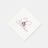 50と素晴らしい |ピンクの誕生日パーティーペーパーナプキン スタンダードカクテルナプキン (角)