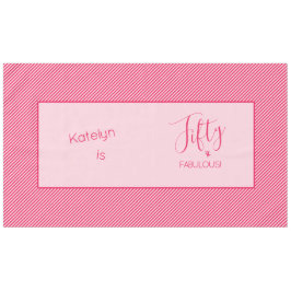 50と素晴らしい！ピンク枠のストライプ テーブルクロス