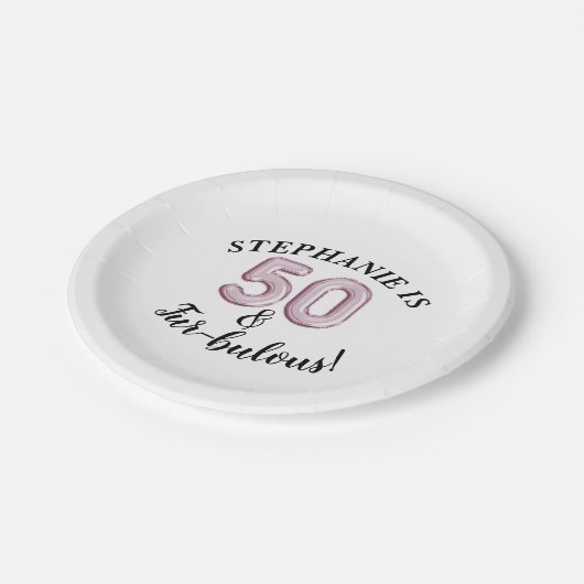 50と素晴らしい |ピンク色の黒い毛の球根 ペーパープレート (アングル)