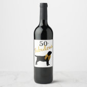 50と素晴らしい – ブラックラブラドール – ブラック&金ゴールド ワインラベル (正面)