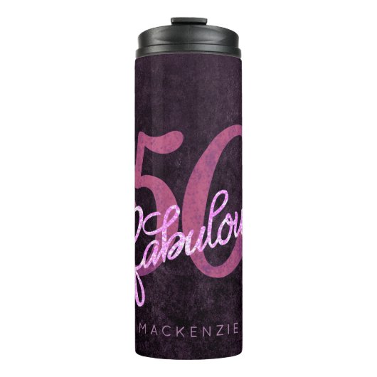 50と素晴らしい |プラムパープルとピンクグランジ色 タンブラー (正面)