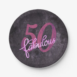 50と素晴らしい |プラムパープルとピンクグランジ色 ペーパープレート