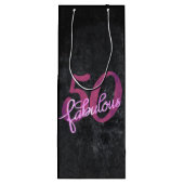 50と素晴らしい |プラムパープルとピンクグランジ色 ワインギフトバッグ (裏面)