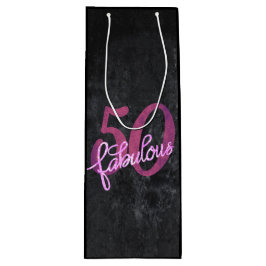 50と素晴らしい |プラムパープルとピンクグランジ色 ワインギフトバッグ