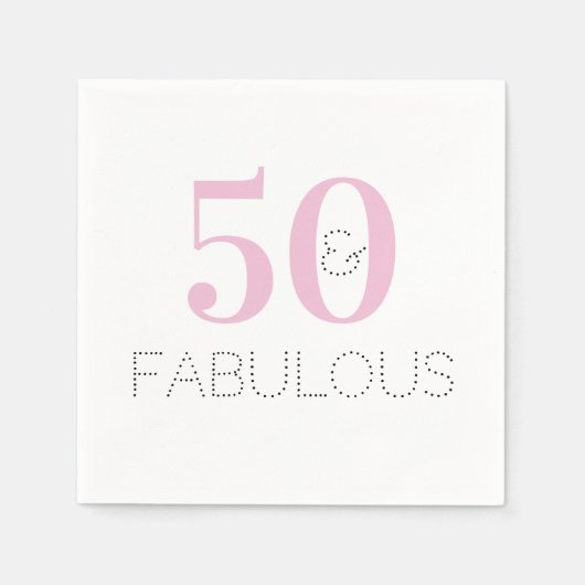 50と素晴らしい |モダンタイポグラフィピンク誕生日 スタンダードカクテルナプキン (正面)