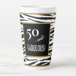 50と素晴らしい!レトロゼブラストライプ50th誕生日 カフェラテマグ