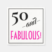 50と素晴らしい!レトロ50thバースデーパーティー紙 スタンダードカクテルナプキン (正面)