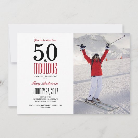 50と素晴らしい | 第50回バースデーパーティーへの招待 招待状 (正面)