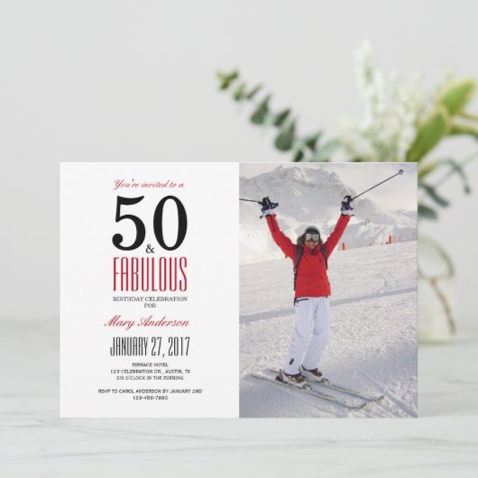 50と素晴らしい | 第50回バースデーパーティーへの招待 招待状 (スタンド正面)