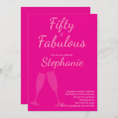 50と素晴らしい | 第50回誕生日パーティーピンク 招待状 (正面/裏面)