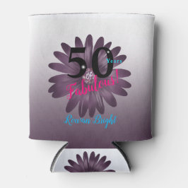 50と素晴らしい、紫のデイジー、グリッター 缶クーラー