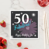 50と素晴らしい、紫エレガントのデイジー&星 スタンダードランチョンナプキン (インサイチュ)