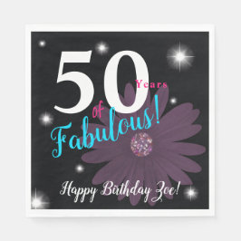 50と素晴らしい、紫エレガントのデイジー&星 スタンダードランチョンナプキン