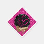 50と素晴らしい | 金ゴールドグリッターピンク50誕生日 スタンダードカクテルナプキン (角)