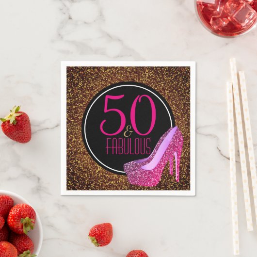 50と素晴らしい | 50エレガント番目の誕生日ハイヒール スタンダードカクテルナプキン (インサイチュ)