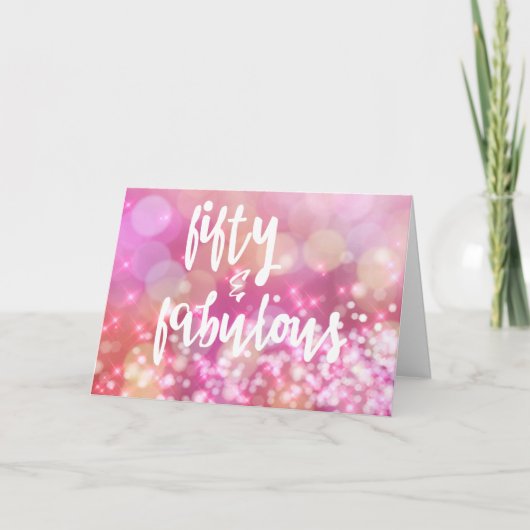 50と素晴らしい、50誕生日ピンクグラマー カード (正面)