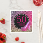 50と素晴らしい | 50誕生日ピンクハイヒール スタンダードカクテルナプキン (インサイチュ)