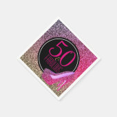 50と素晴らしい | 50誕生日ピンクハイヒール スタンダードカクテルナプキン (角)