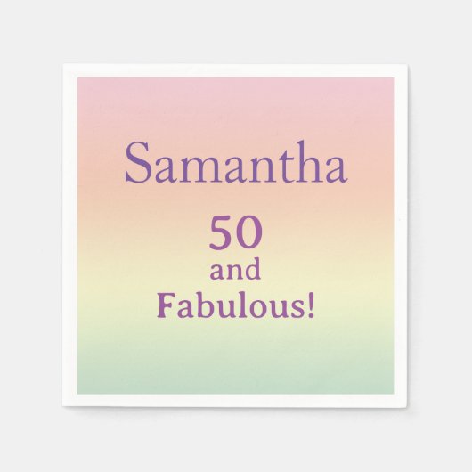 50と素晴らしい!50誕生日水彩パーティー スタンダードカクテルナプキン (正面)