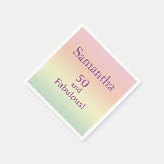 50と素晴らしい!50誕生日水彩パーティー スタンダードカクテルナプキン (角)