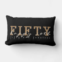 50と素晴らしい | Happy 50 |ブラック&タン ランバークッション