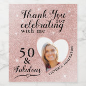 50と素晴らしいGlamバラ金ゴールドサンキュー誕生日 ワインラベル (シングルラベル)