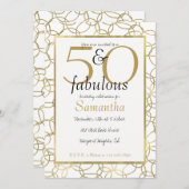 50と素晴らしいGlam金ゴールドホワイトサークルパーティー 招待状 (正面/裏面)
